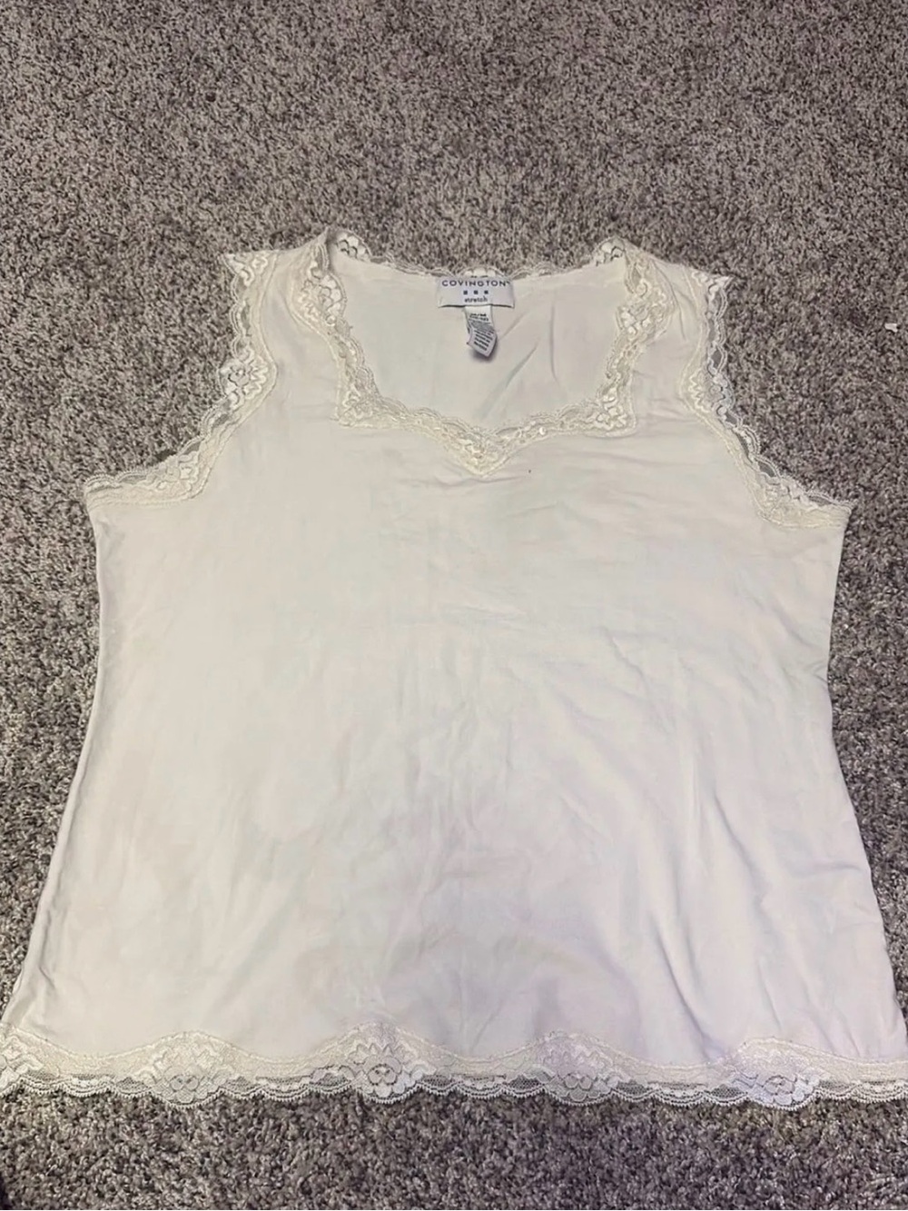 Covington Cream Lace-Trim Sleeveless Camisole